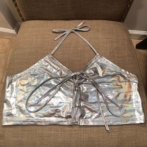 Holographic rave top silver